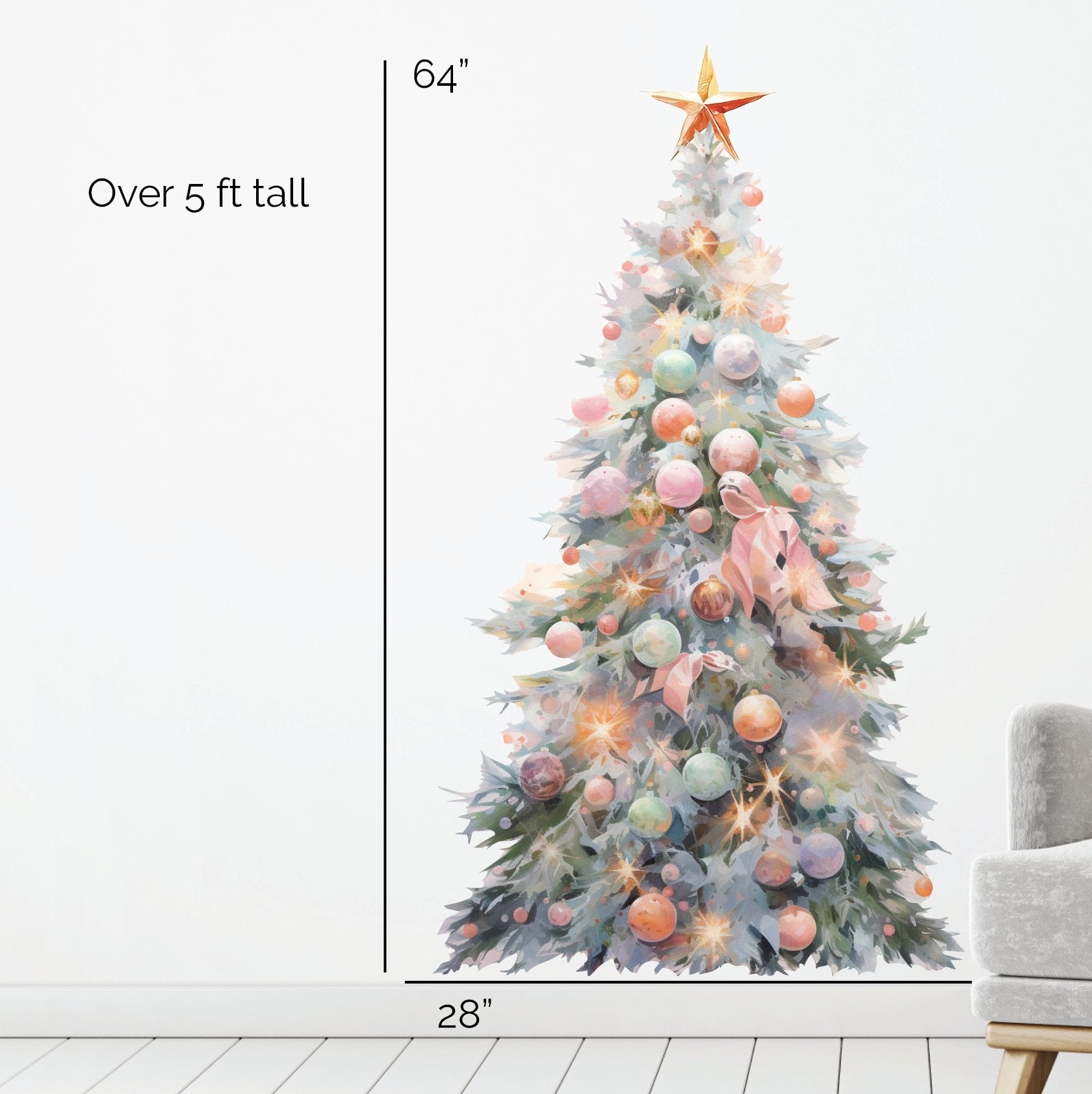 Christmas Tree Wall Decal | Large Christmas Tree Wall Sticker Christmas Decoration | Reusable and Removable Wall Decals - Home Decor Decals - Picture Perfect Decals