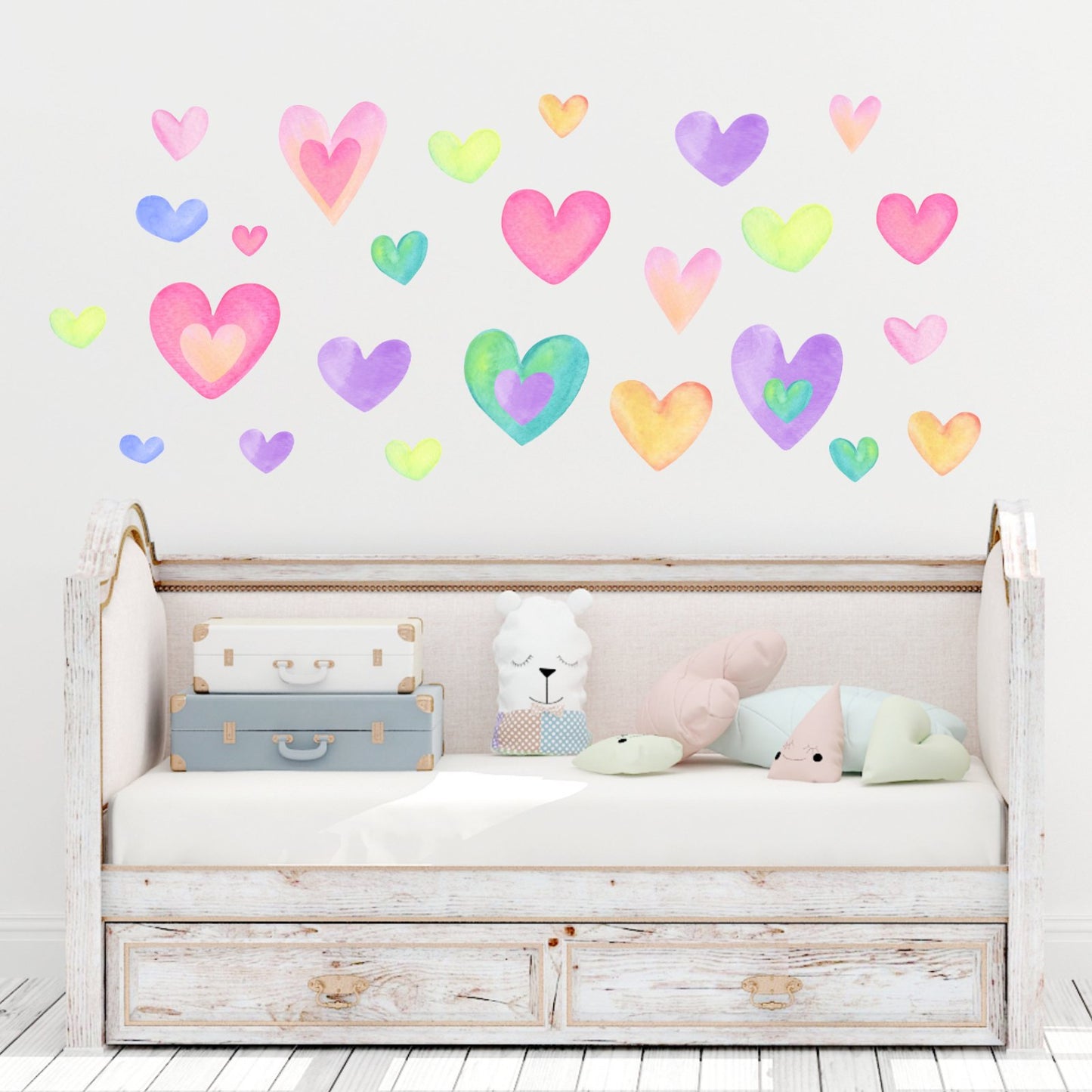 Colorful Hearts Wall Decals | Rainbow Hand Drawn - wall decals - Picture Perfect Decals