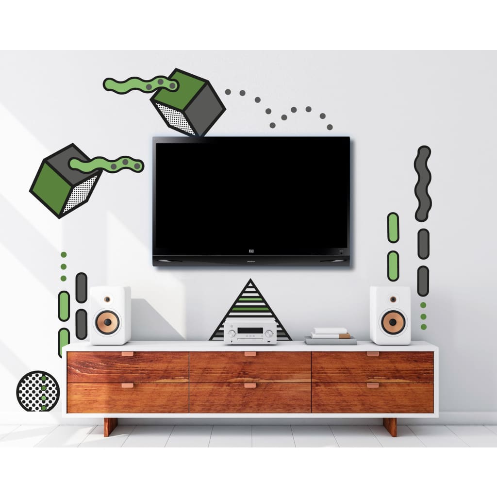 Geometric Memphis Design Removable Wall Decals | Green Gray - Home Decor Decals - Lolistix