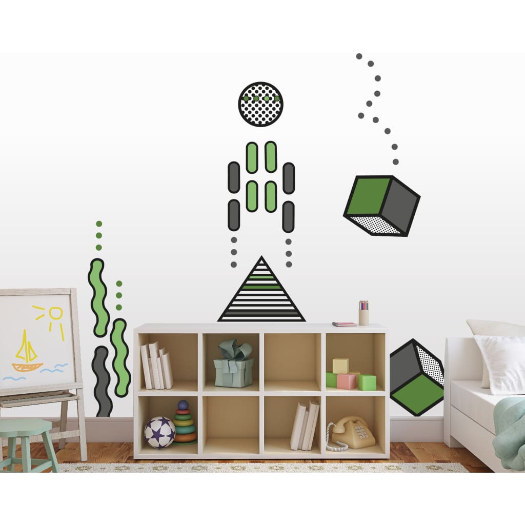 Geometric Memphis Design Removable Wall Decals | Green Gray - Home Decor Decals - Lolistix