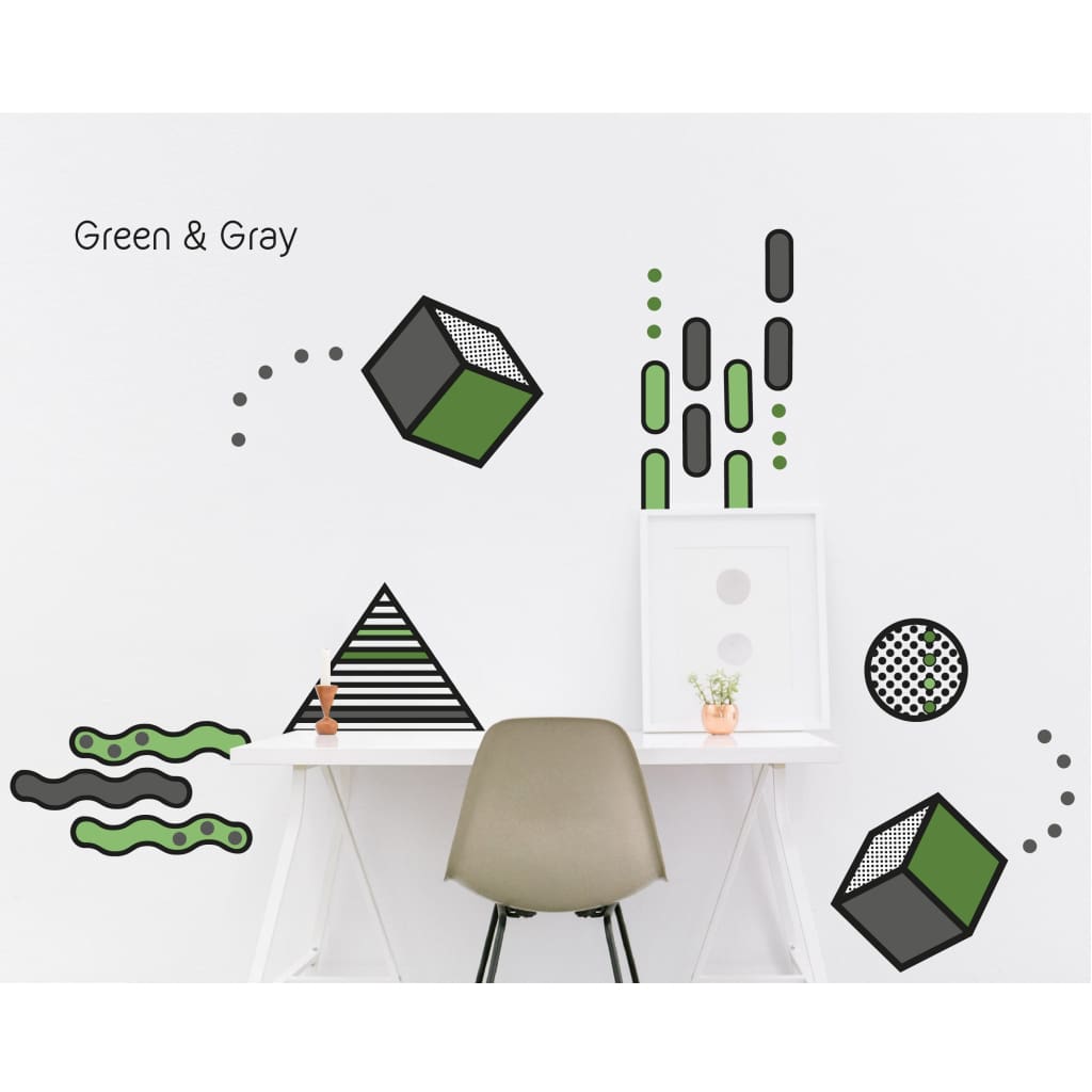 Geometric Memphis Design Wall Decals | Orange Blue Red - Home Decor Decals - Lolistix