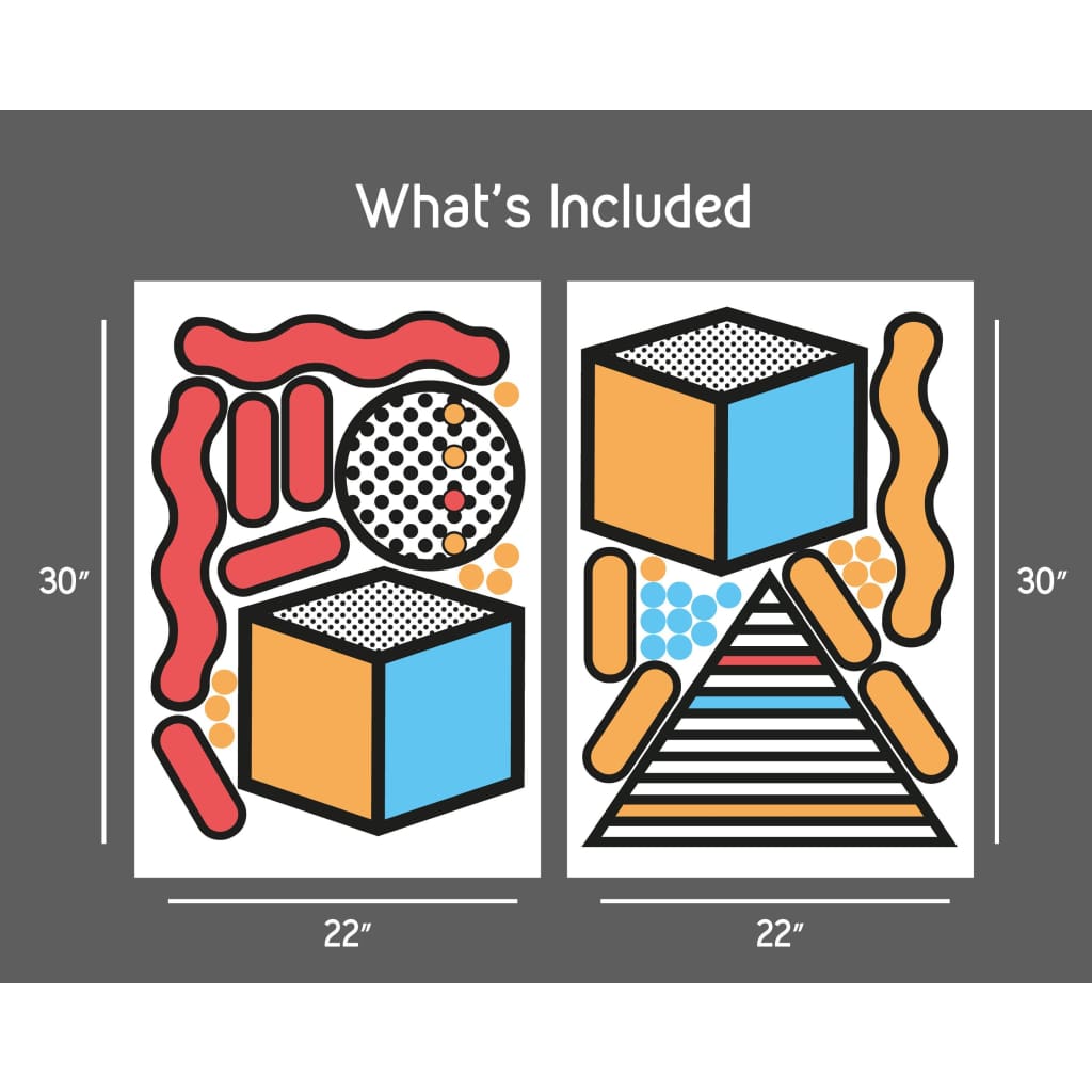 Geometric Memphis Design Wall Decals | Orange Blue Red - Home Decor Decals - Lolistix