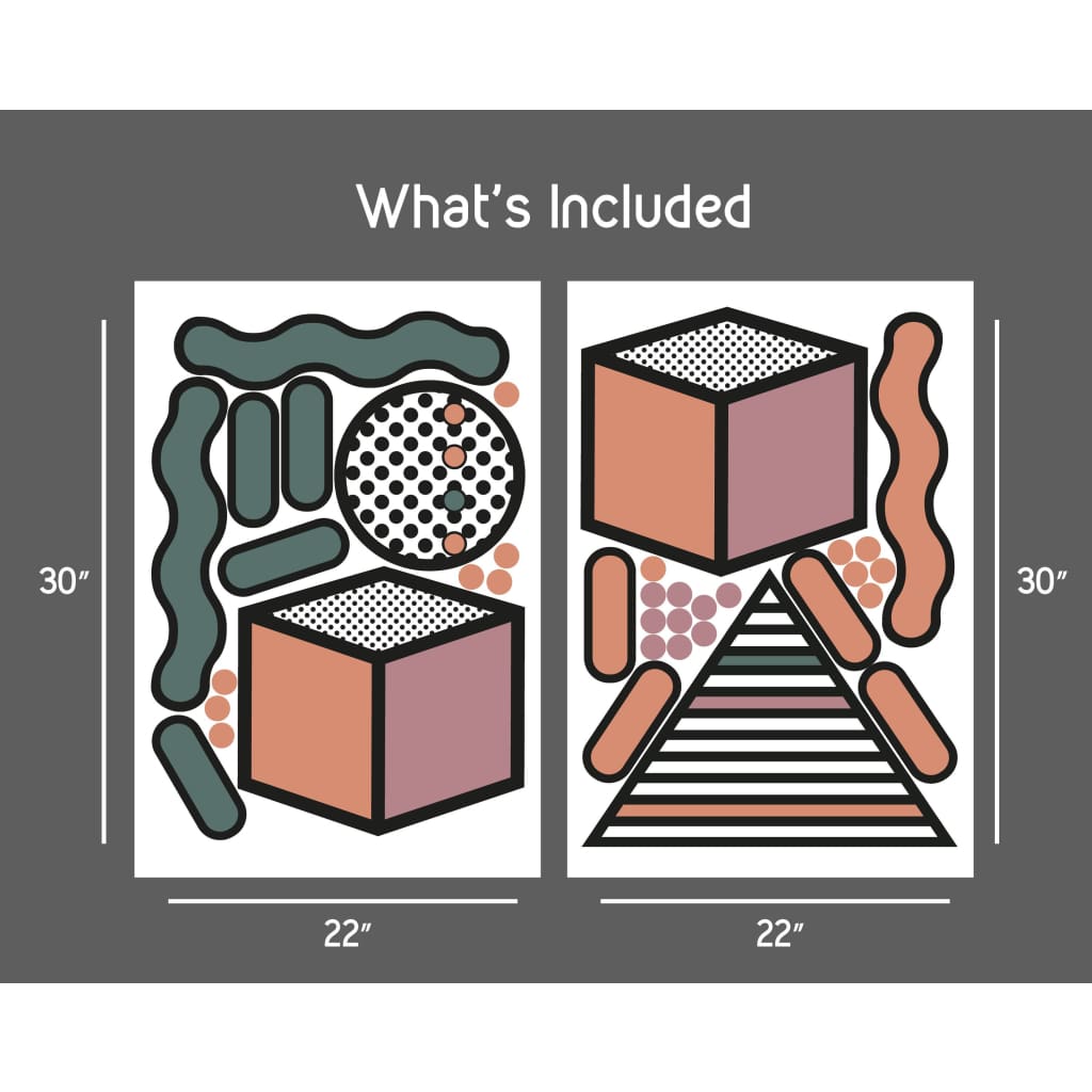 Geometric Memphis Design Wall Decals | Pink Orange Gray - Home Decor Decals - Lolistix