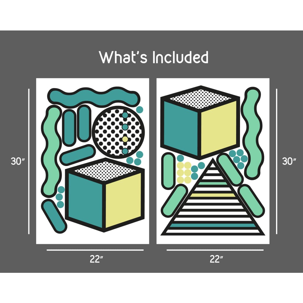 Geometric Memphis Design Wall Decals | Teal Blue Yellow - Home Decor Decals - Lolistix