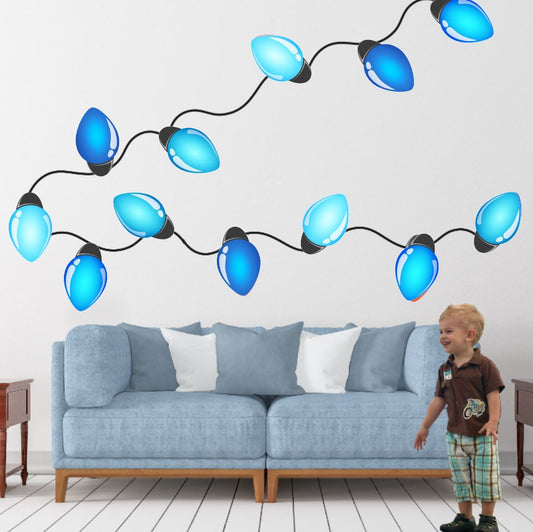 Large Christmas Lights Holiday Decoration Wall Decals | Blue Hues - Picture Perfect Decals