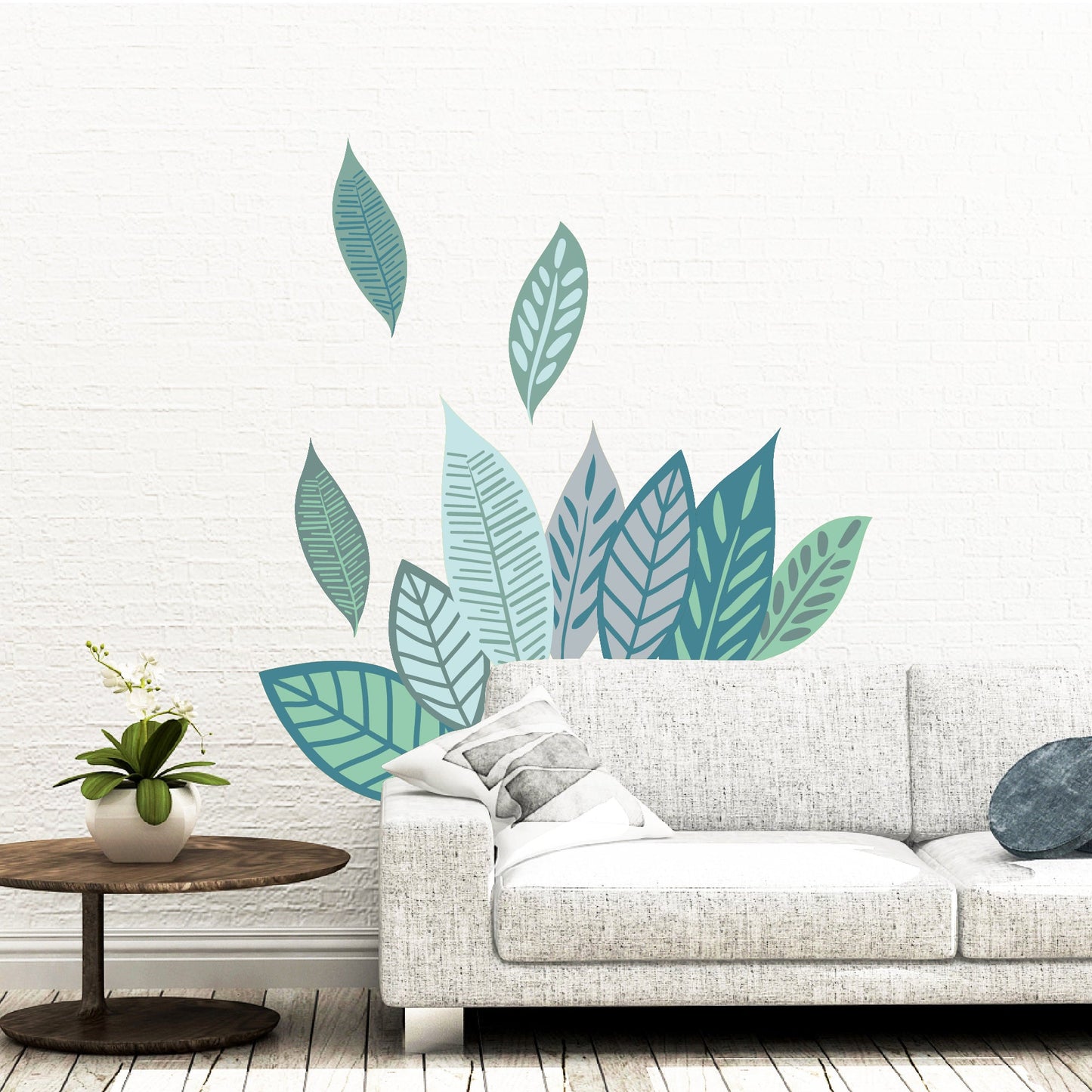 Large Leaves Wall Decals | Green + Gray - Picture Perfect Decals