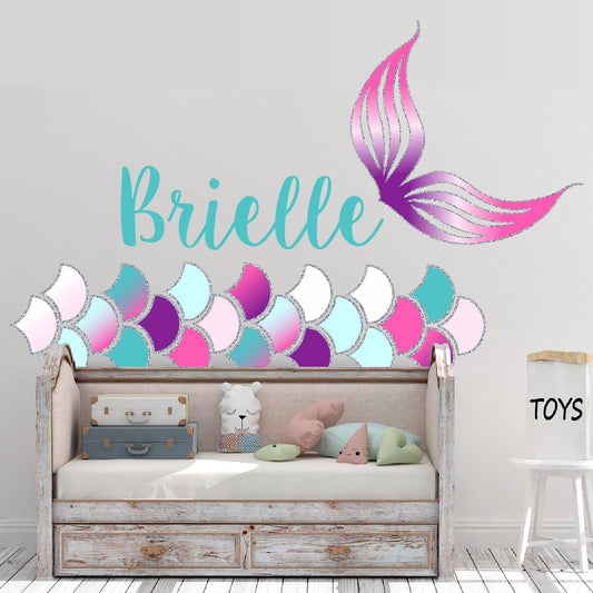 Mermaid Scales and Mermaid Tail Wall Decals | Pink Turquoise Purple - Picture Perfect Decals