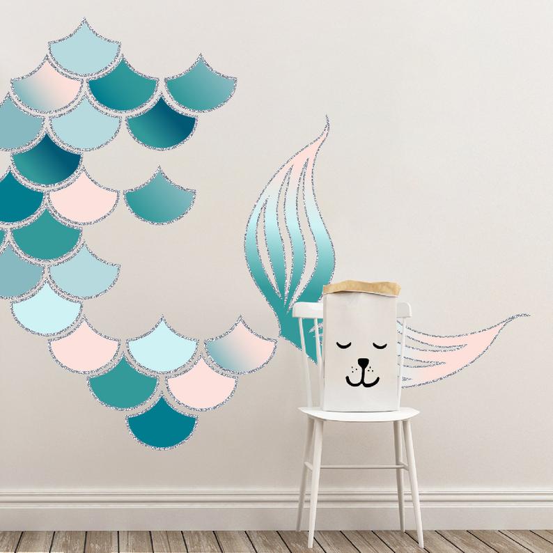 Mermaid Scales and Mermaid Tail Wall Decals | Purples and Blush - Picture Perfect Decals