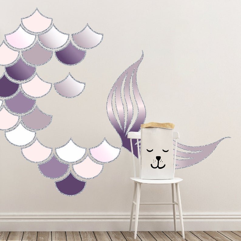 Mermaid Scales and Mermaid Tail Wall Decals | Turquoise and Lavender - Picture Perfect Decals