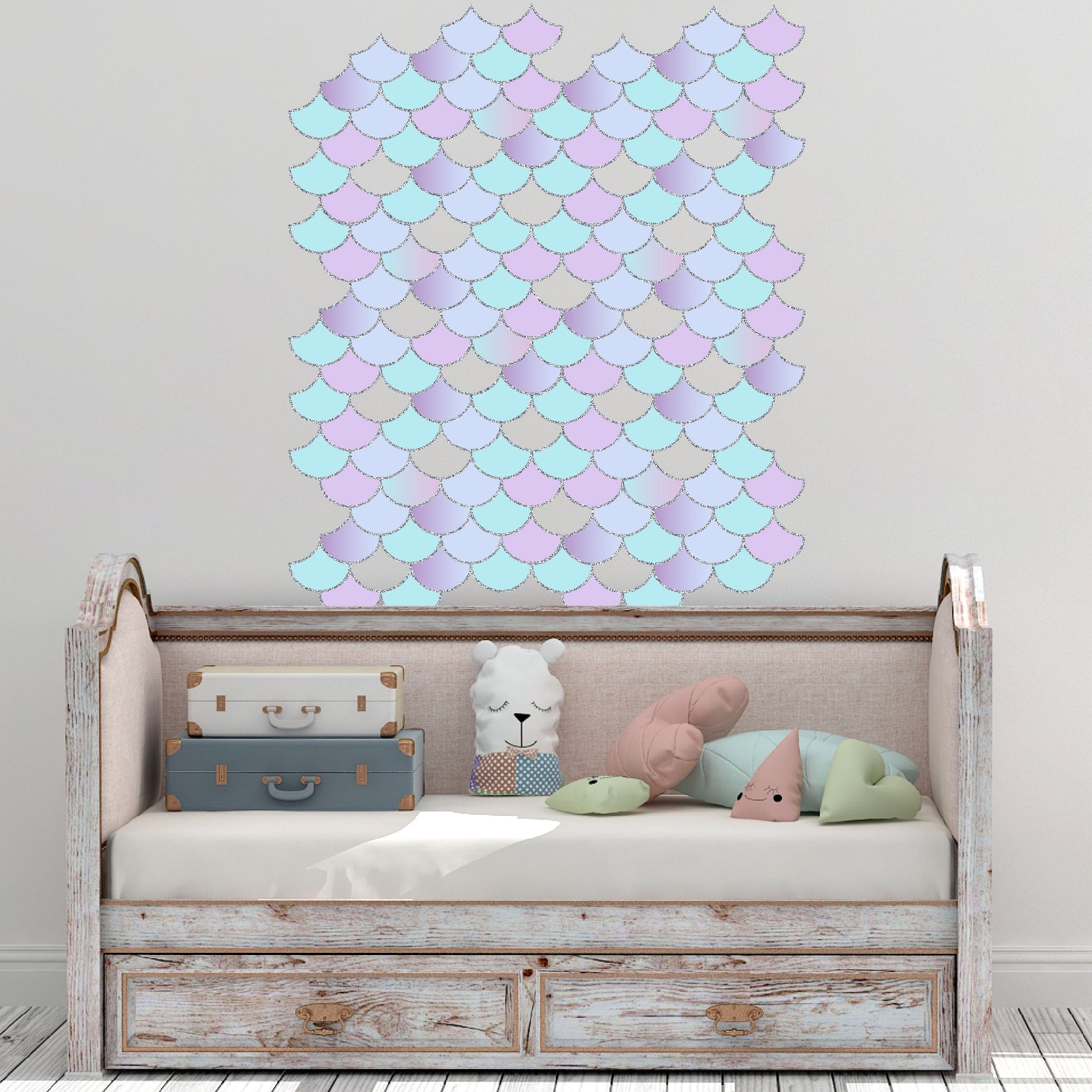 Mermaid Scales Wall Decals | Seamless Panels | Turquoise and Lavender - Picture Perfect Decals