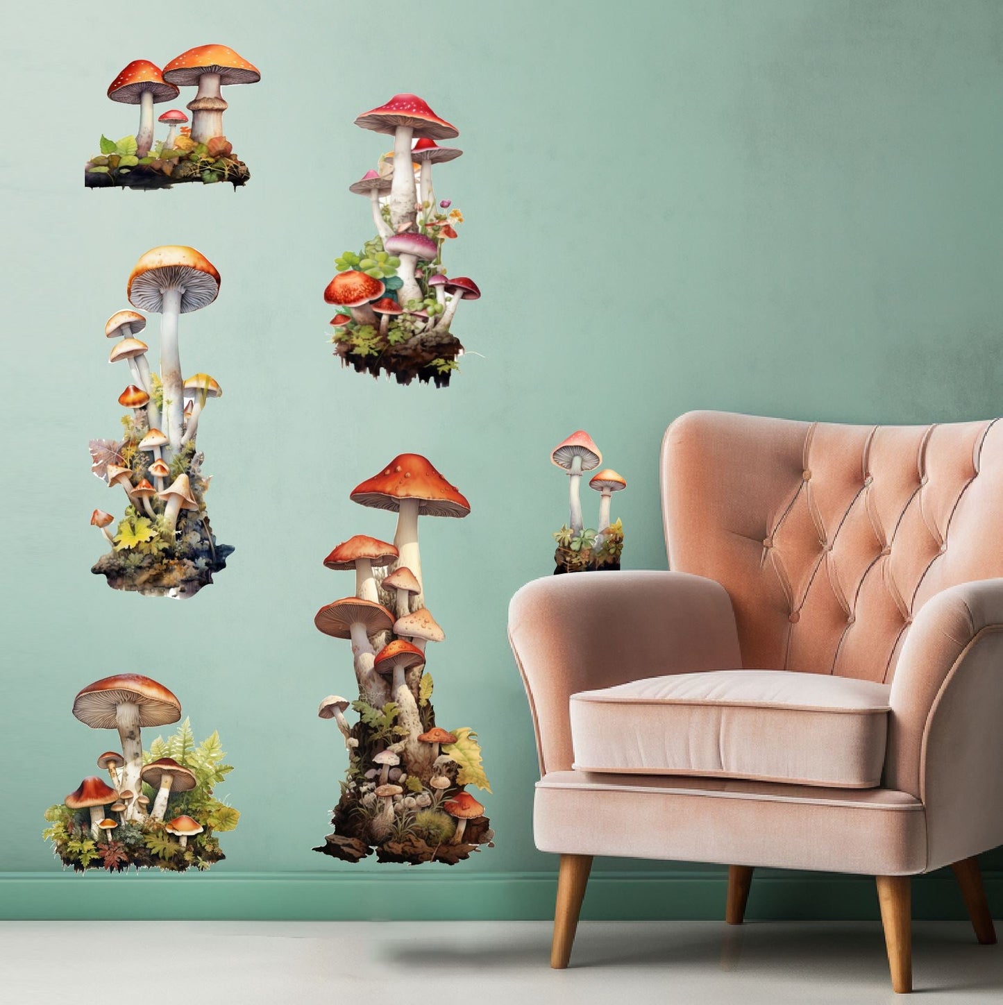 Mushroom Wall Decals | Mushroom Clusters Wall Stickers - Picture Perfect Decals