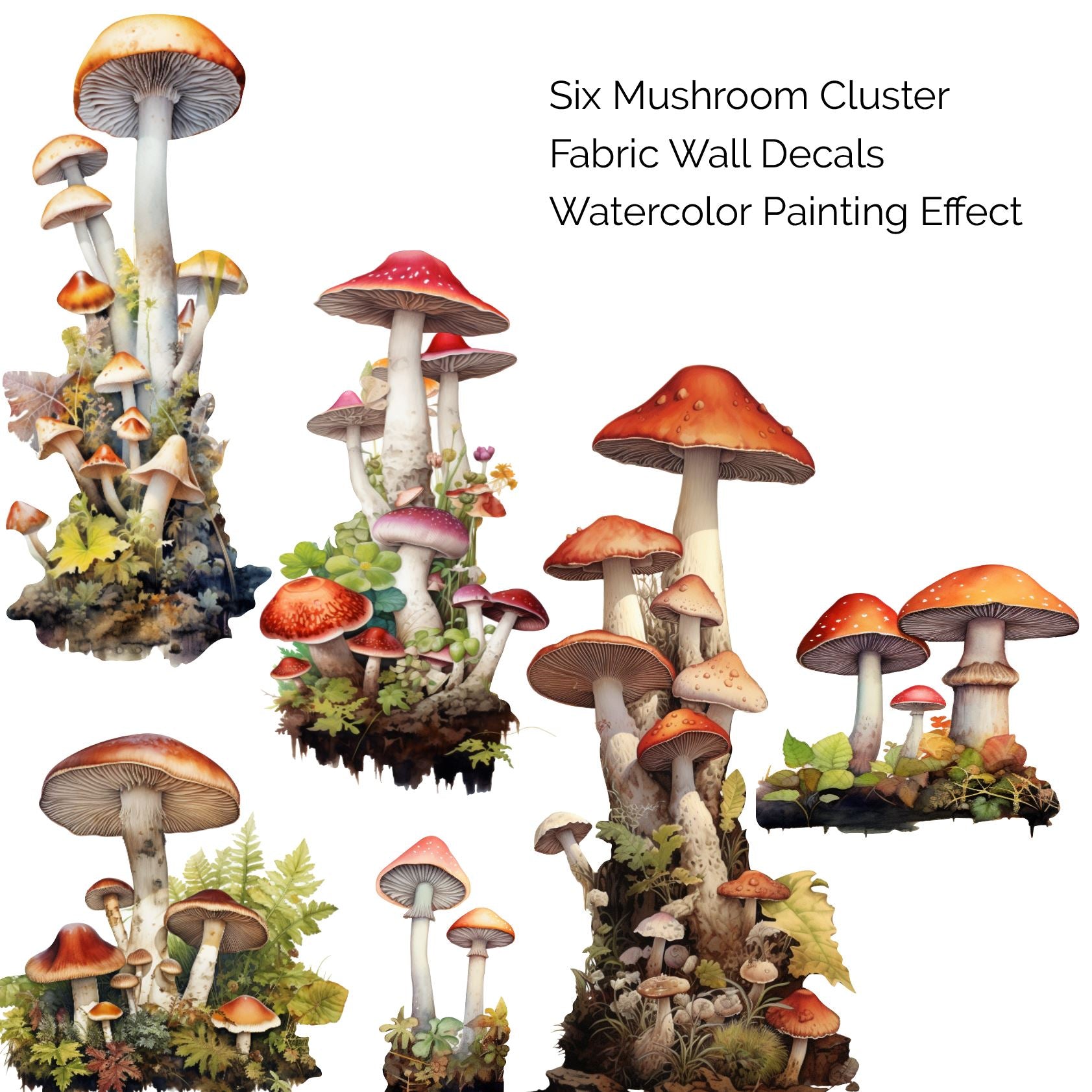 Mushroom Wall Decals | Mushroom Clusters Wall Stickers - Picture Perfect Decals