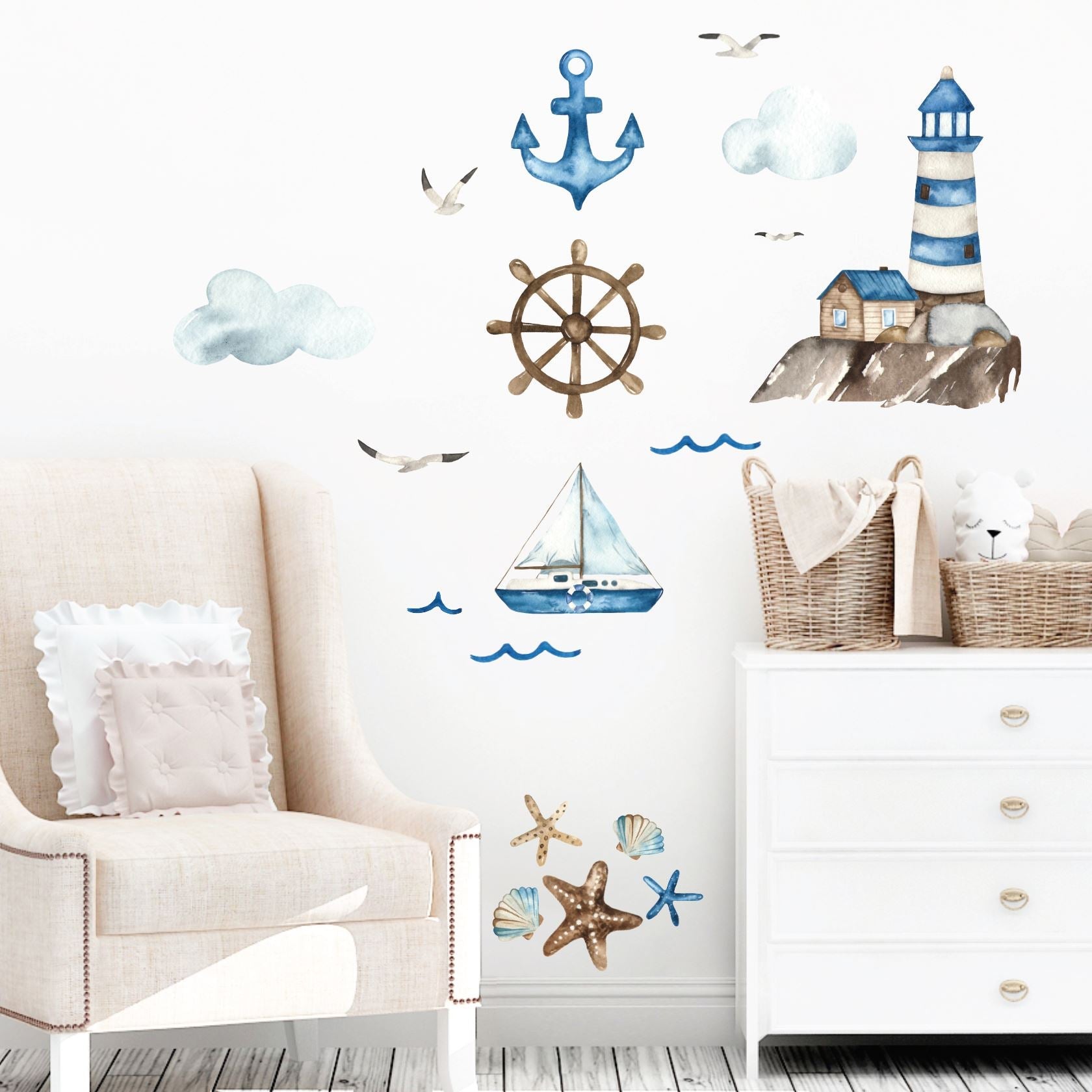Walplus Nautical Boats & Anchors Wall Stickers