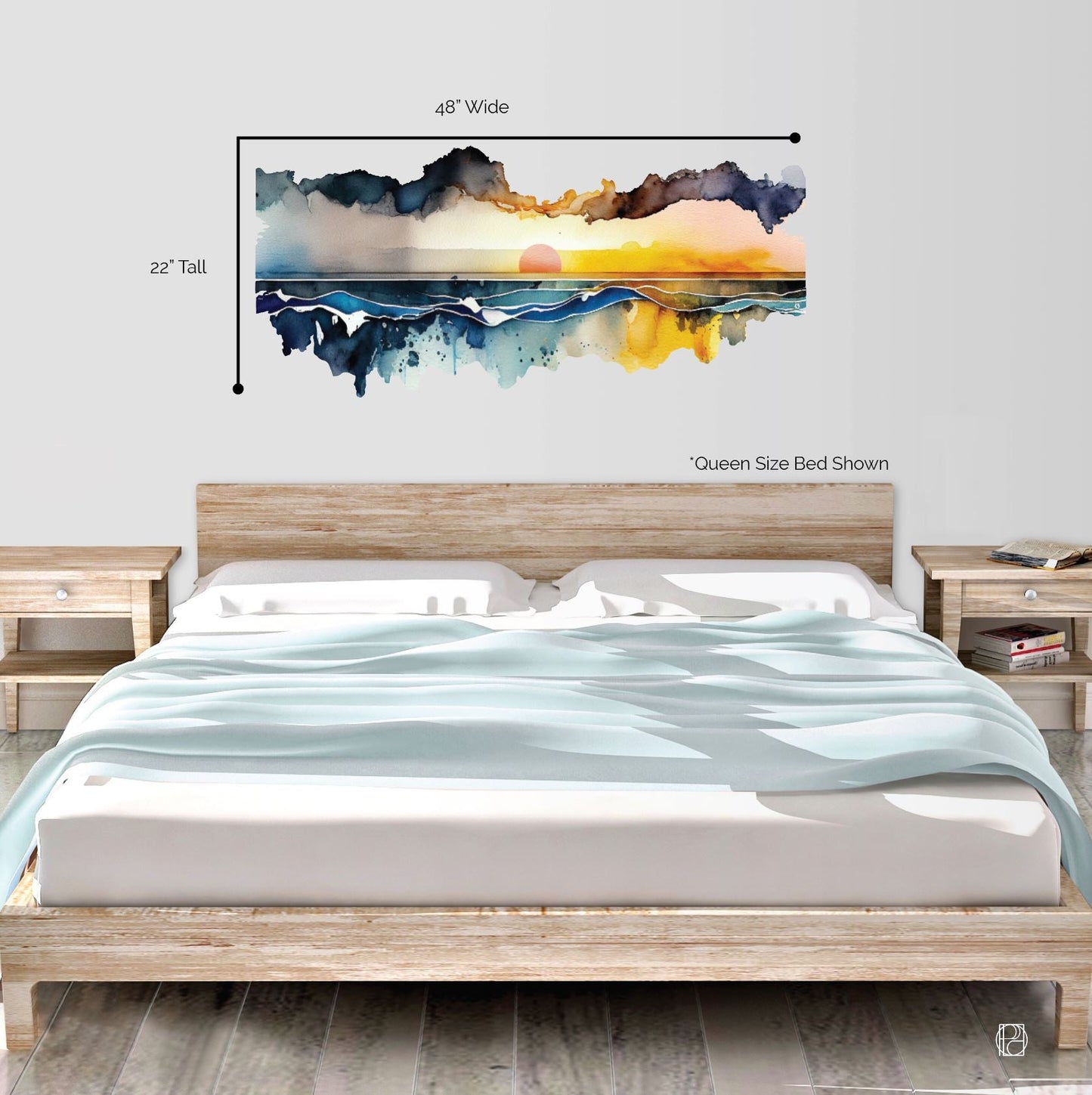 Ocean Sunset Wall Decal | Watercolor Surf Wall Art Sticker - Picture Perfect Decals