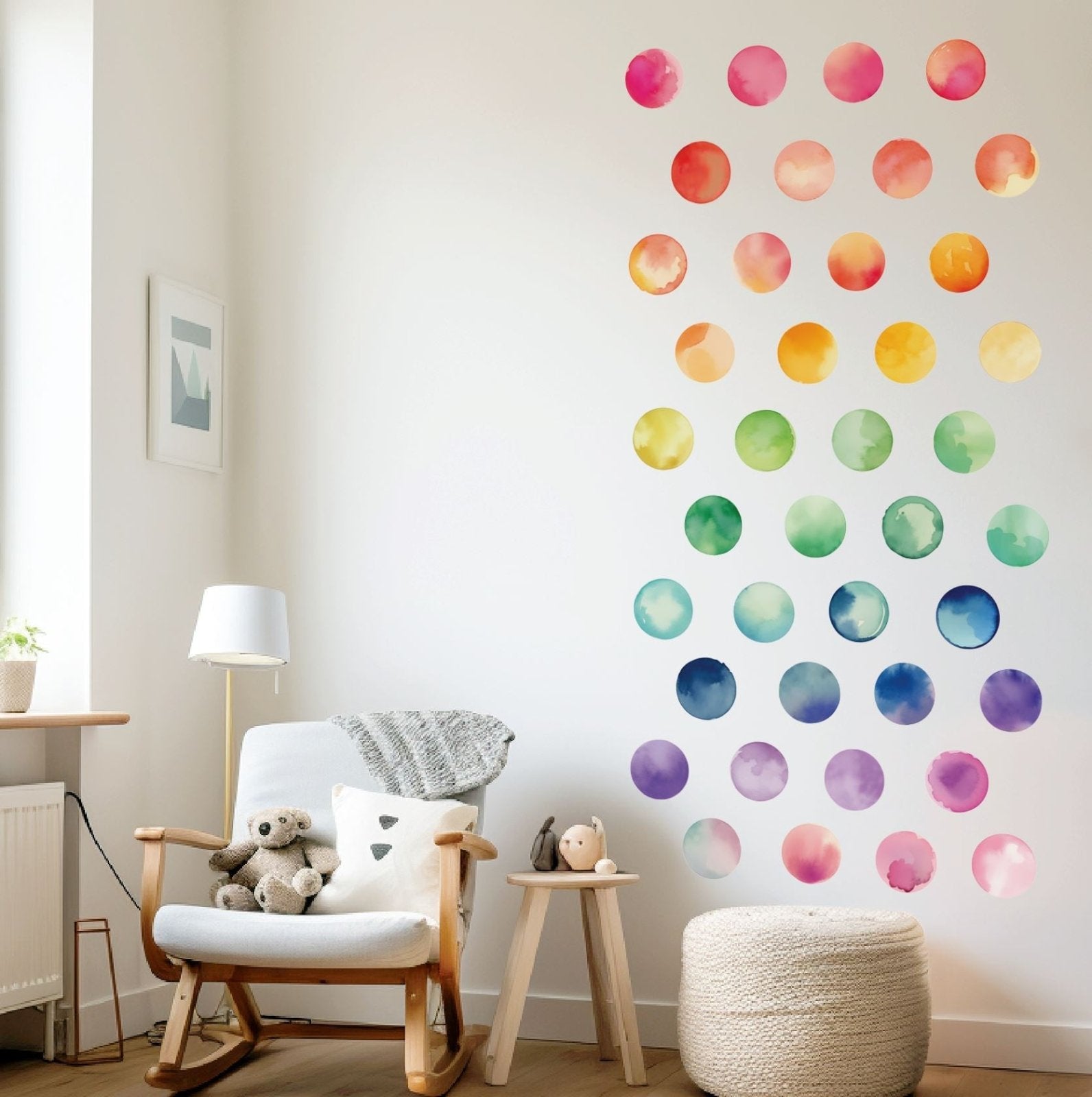 Painted Circle Dots Wall Decals | Colorful Rainbow Watercolor Dot Wall Stickers - Home Decor Decals - Picture Perfect Decals