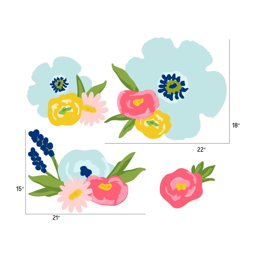 Spring Flowers Wall Decals | Periwinkle Denim - Picture Perfect Decals