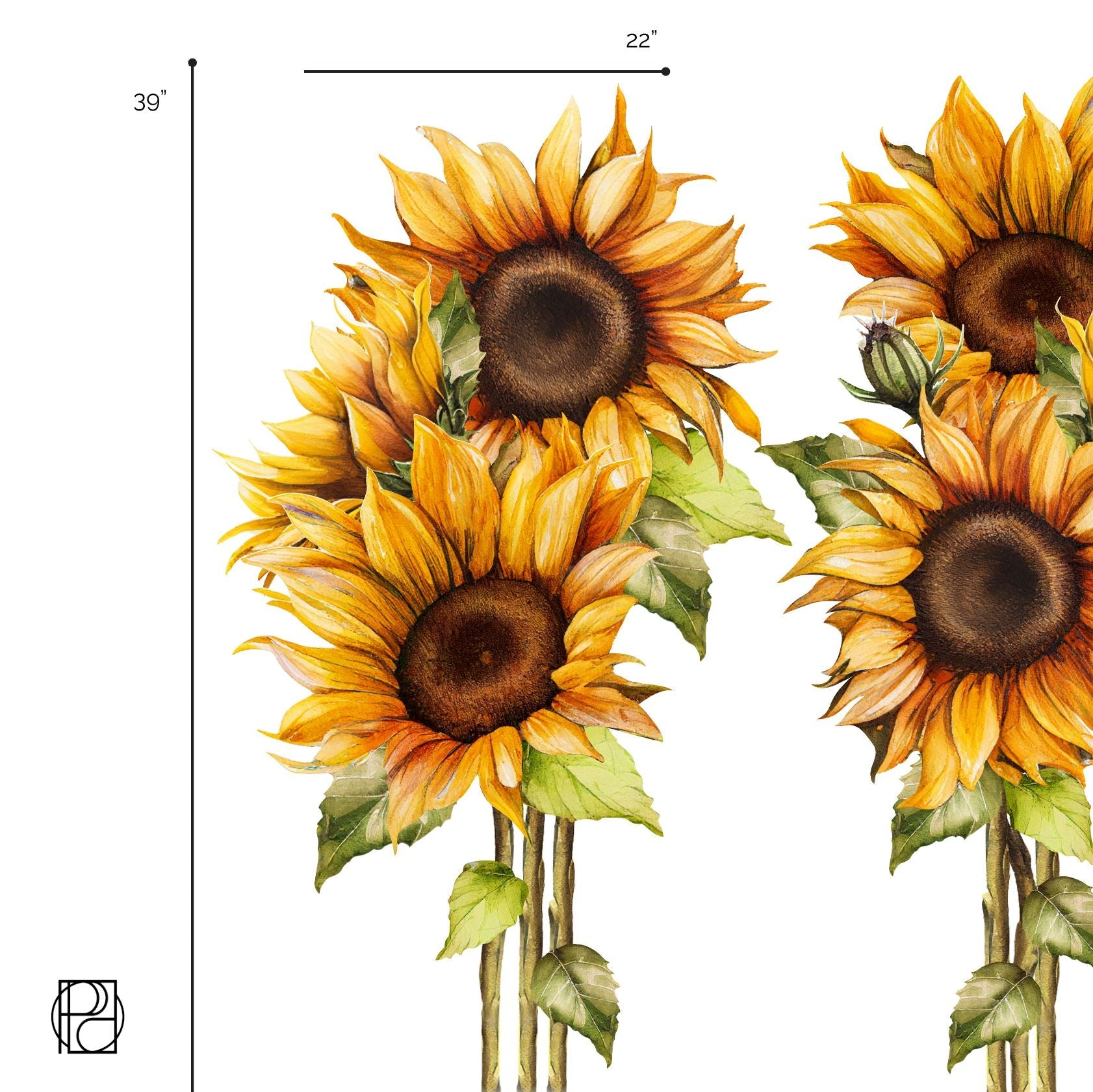 Sunflowers Wall Stickers | Sunflower with Stems Wall Décor | Sunflower Mural - Home Decor Decals - Picture Perfect Decals