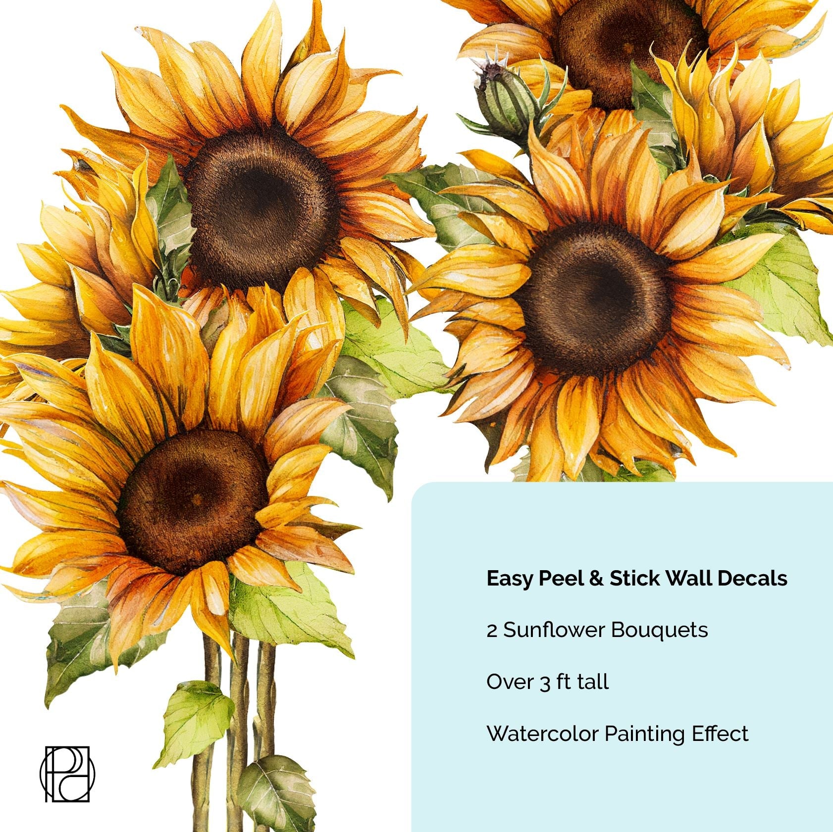 Sunflowers Wall Stickers | Sunflower with Stems Wall Décor | Sunflower Mural - Home Decor Decals - Picture Perfect Decals