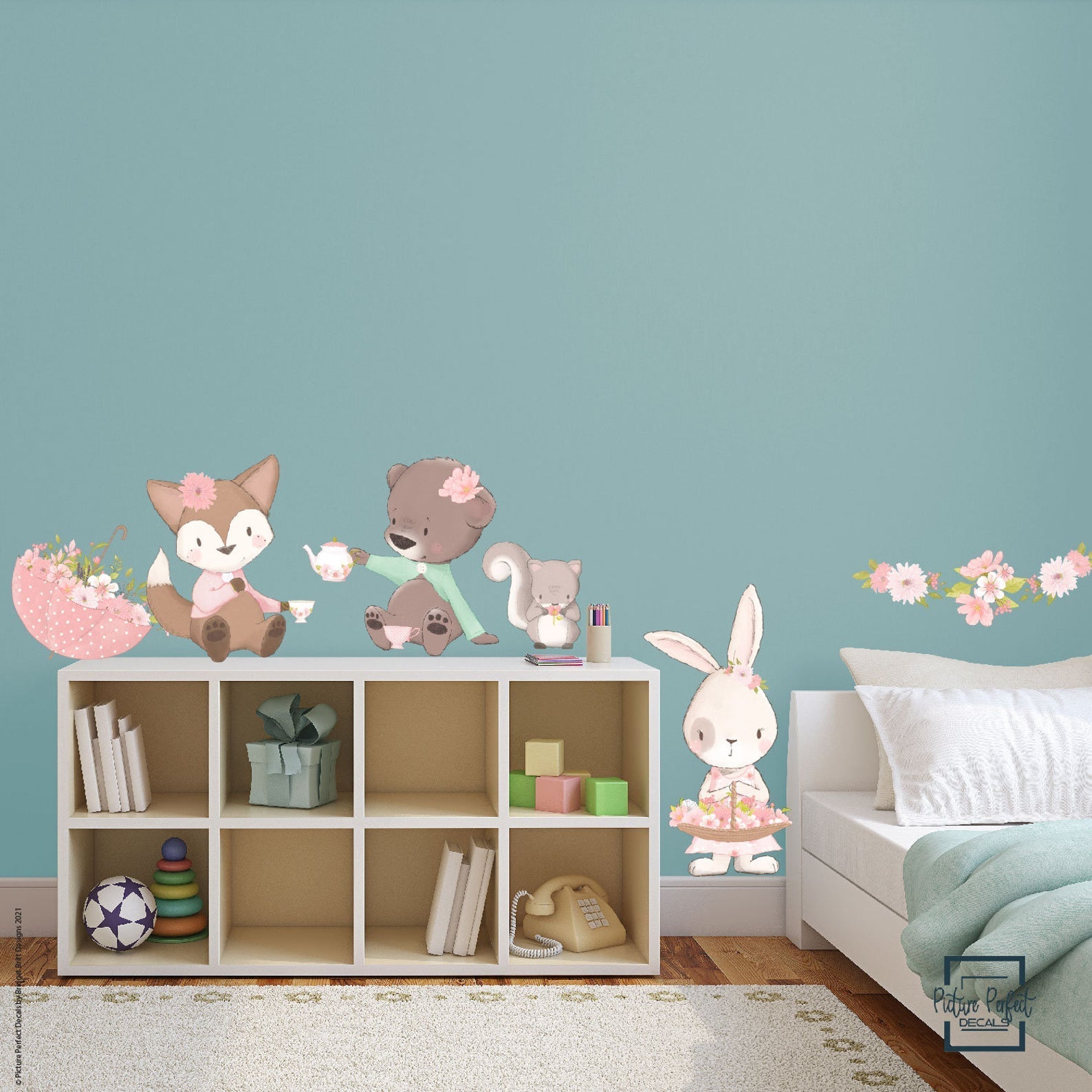 Tea Party with Forest Animals Wall Decals Removable Wallpaper Stickers - Picture Perfect Decals