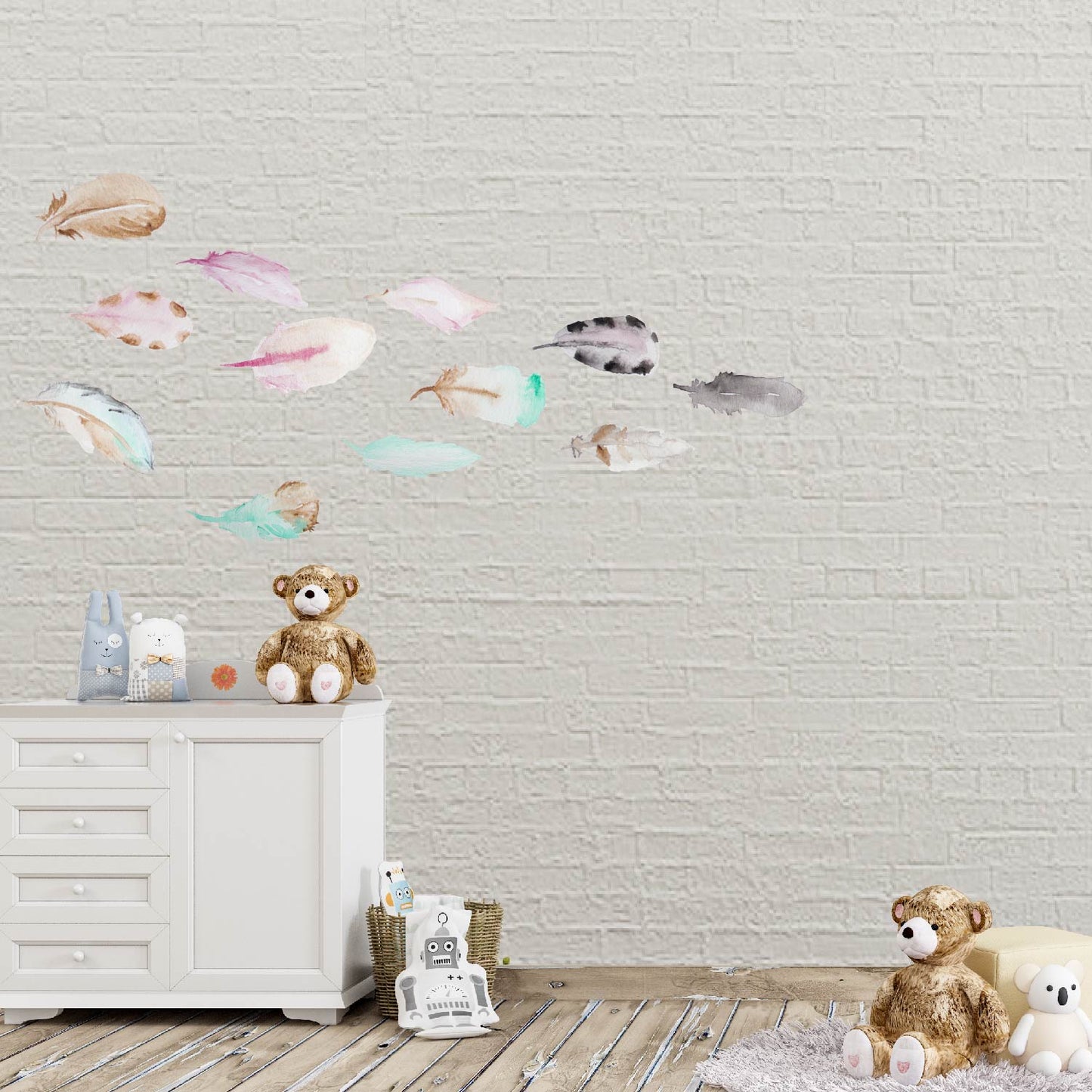 Watercolor Feathers - Peel and Stick Removable Wall Decals - Picture Perfect Decals