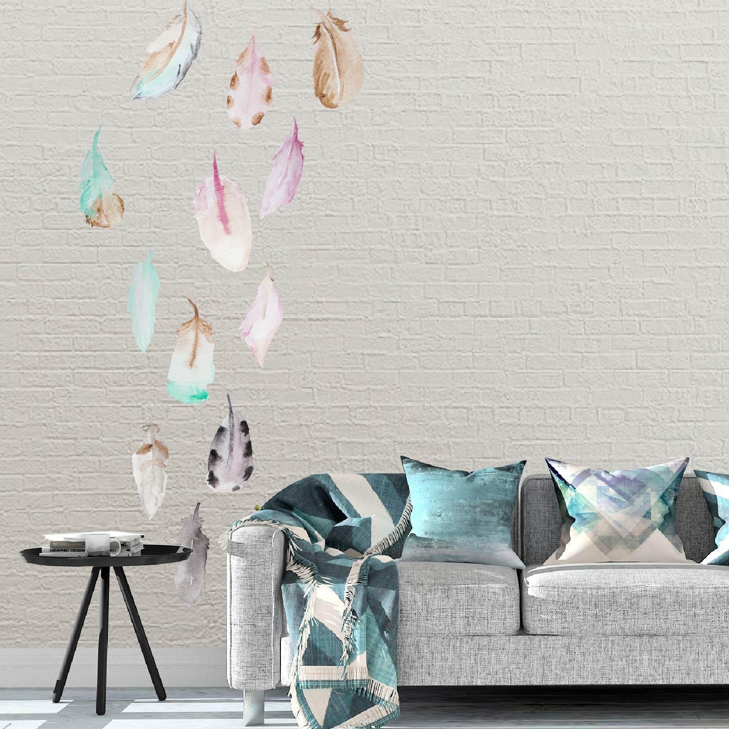 Watercolor Feathers - Peel and Stick Removable Wall Decals - Picture Perfect Decals