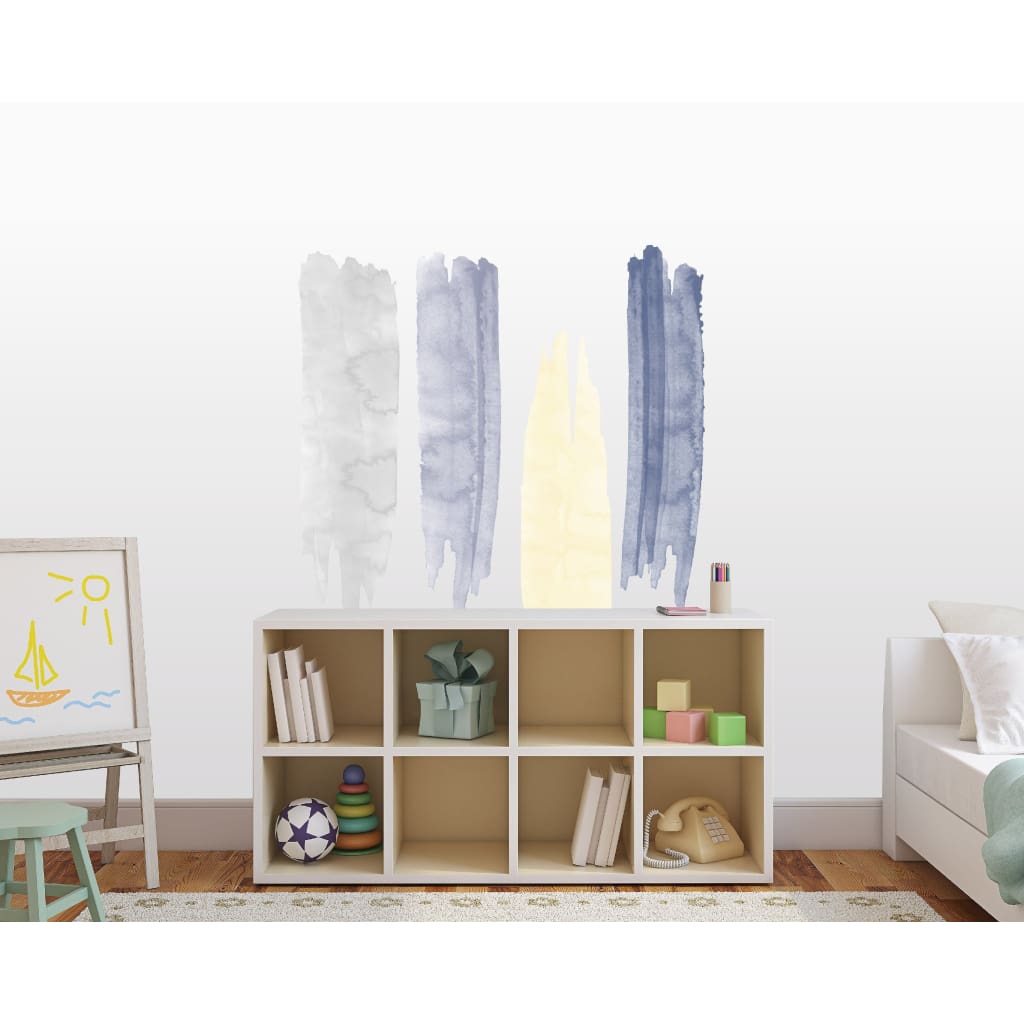 Watercolor Strokes Wall Decals | Yellow Blue Gray - Picture Perfect Decals